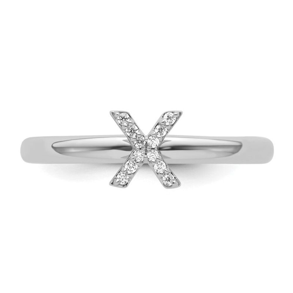Kazi Luxury 14k White Gold Stackable Diamond Init… - image 4